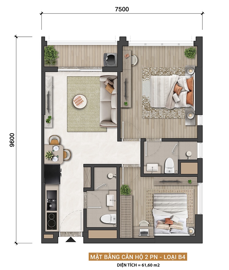 Layout 2BR_4B-Model